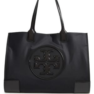 *SOLD*Tory Burch Ella Patent Nylon Tote in Black